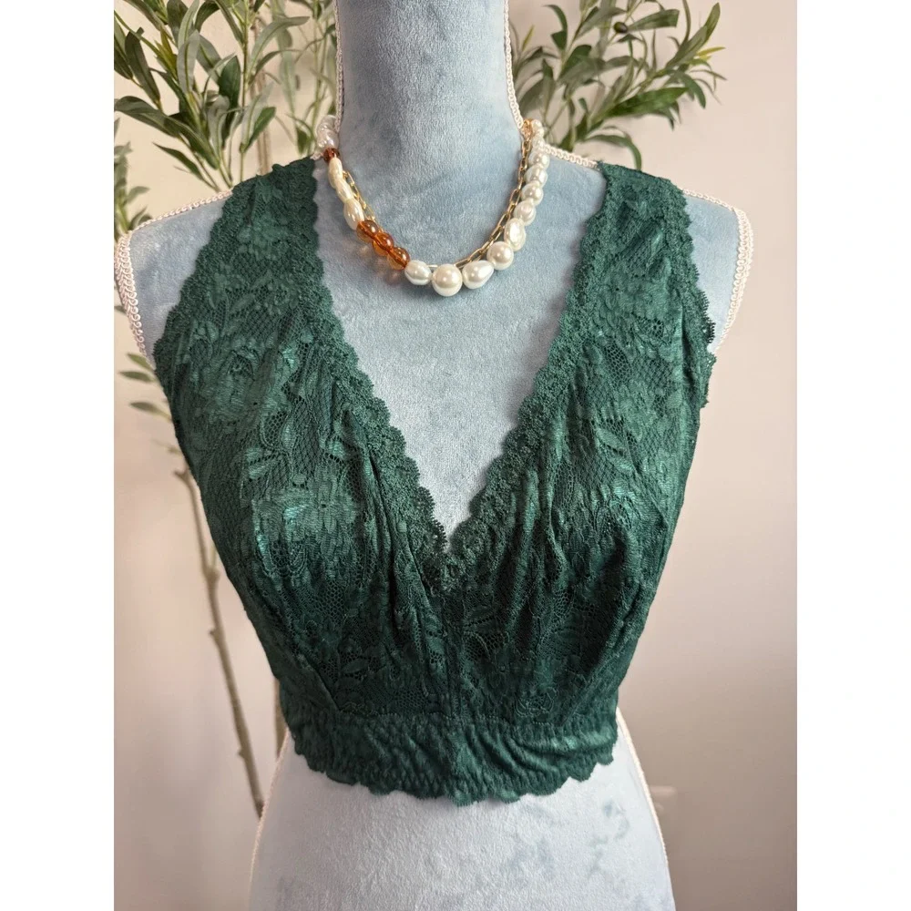 Cosabella Never Say Never Ultra Curvy Sweetie Bralette Emerald Green Lace NEW S